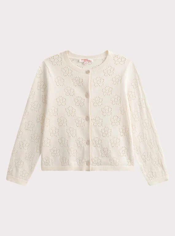 Cardigan blanc en maille pour enfant, une pièce polyvalente et élégante.