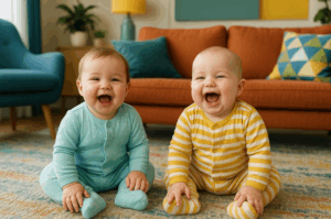 bébés hilares en pyjama