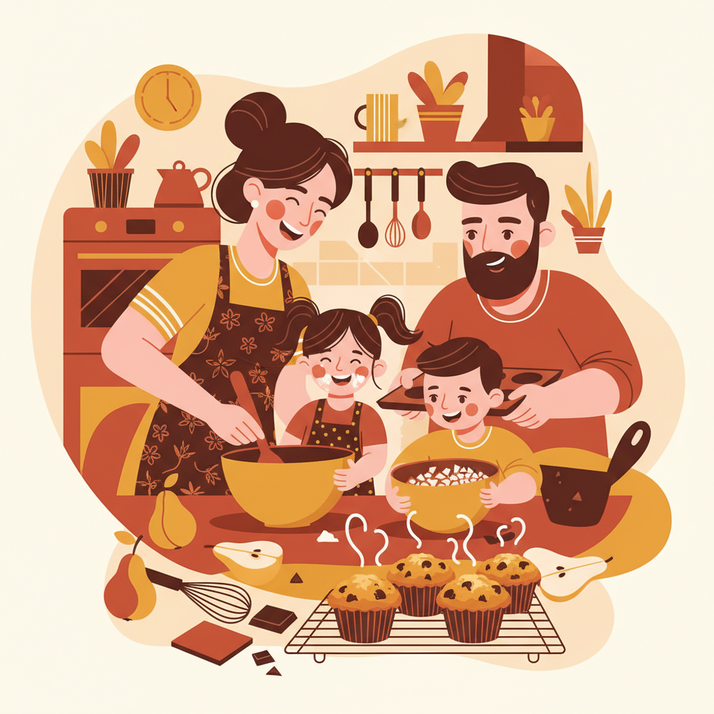 Recette Famille : Muffins choco-poire, une recette Naitre et Grandir pour toute la famille