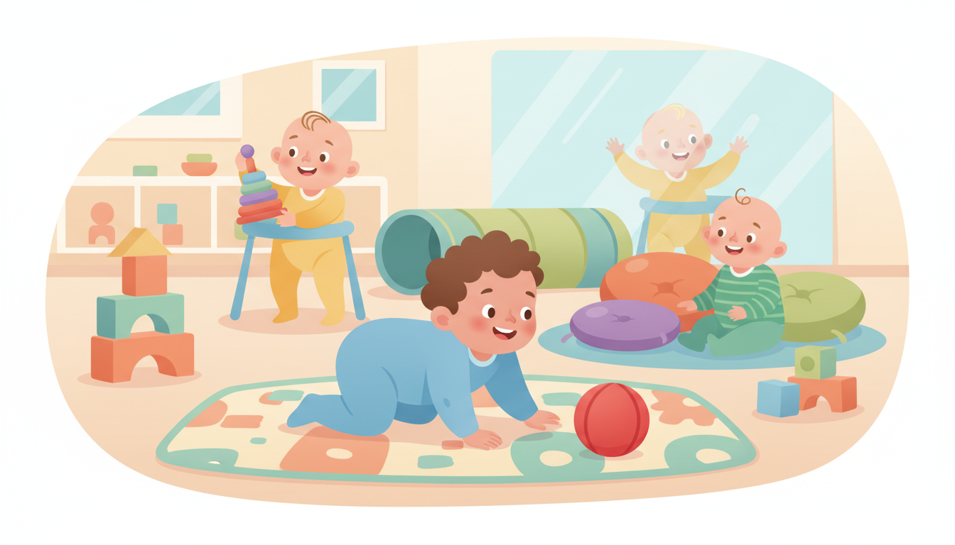 découvrez des vidéos éducatives pour accompagner le développement de la motricité globale chez les bébés de 7 à 9 mois, favorisant leurs premiers mouvements et leur autonomie.