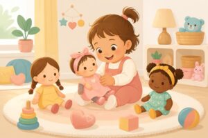 découvrez les bienfaits du jeu avec des poupées pour les enfants de 1 à 3 ans : développement de l'imagination, apprentissage des émotions et stimulation de la motricité.
