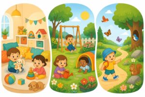 découvrez la fiche d'activité 'dedans dehors autour' conçue pour les enfants de 1 à 3 ans, favorisant leur exploration et éveil à travers des jeux adaptés à l'intérieur, à l'extérieur et autour de leur environnement.