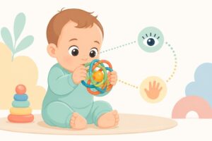 découvrez pourquoi la coordination œil-main est essentielle pour le développement des bébés de 0 à 12 mois et apprenez comment stimuler cette compétence clé dès les premiers mois.