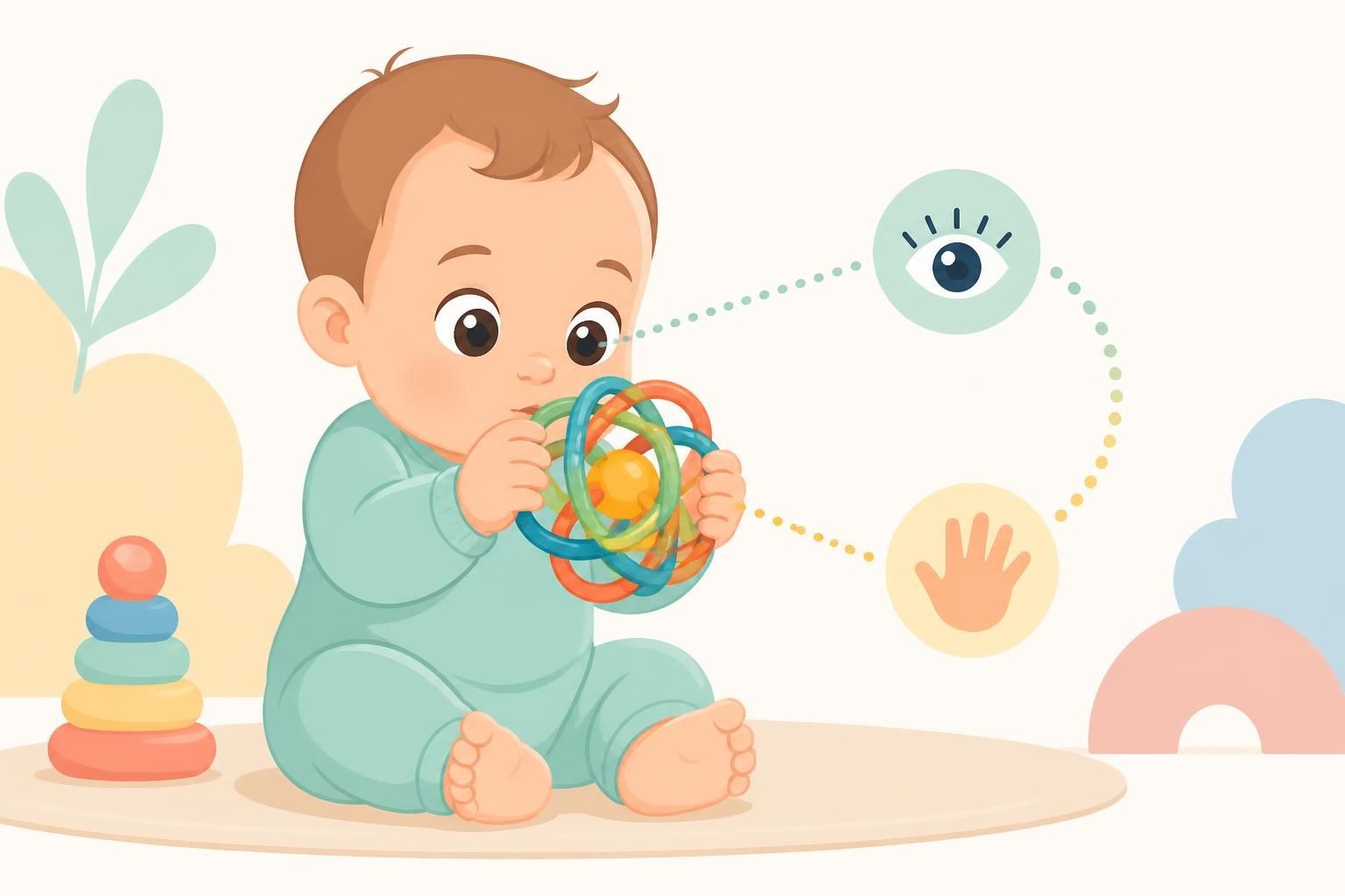 Coordination Oeil-Main : L’importance de la coordination œil-main chez le bébé (0-12 mois)